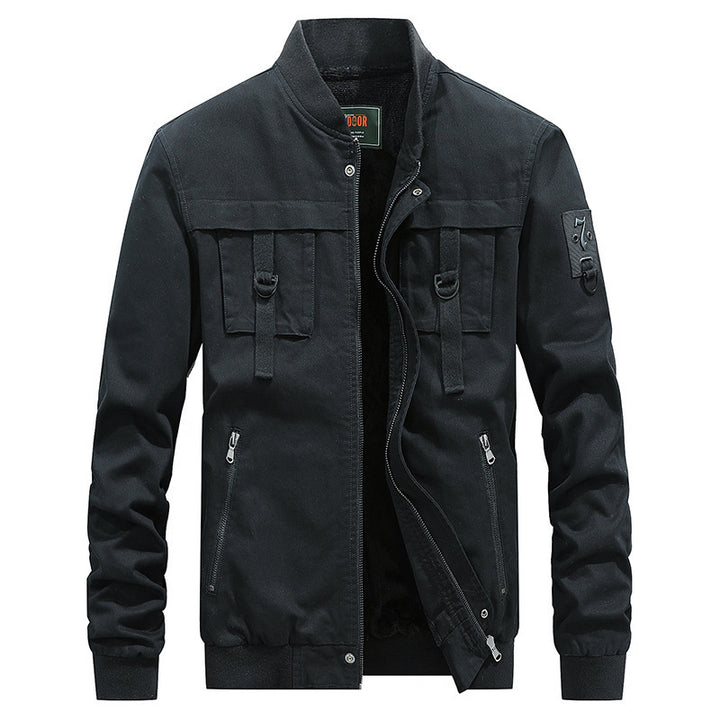 Men's Canvas Bomber Jacket in Field Style with Strap and Ring Details Mune Fashion