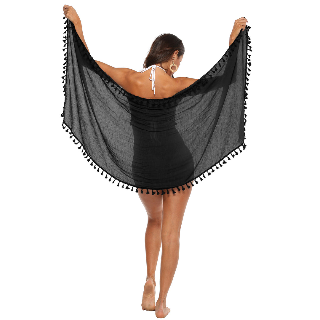Ladies airy beach sarong with decorative tassels Mune Fashion