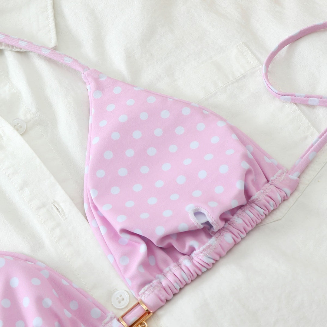 Ladies Colorfully Polka-Dotted Triangle Bikini Mune Fashion