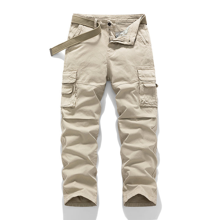 Men's Robust Canvas Cargo Work Pants with Multifunctional Pockets, Knee Reinforcement, and Integrated Web Belt Mune Fashion