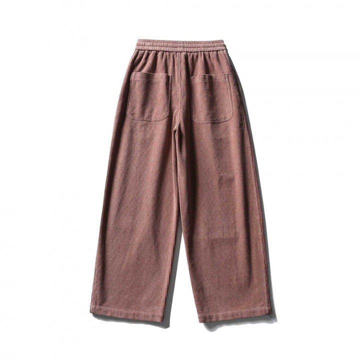 Unisex Wide Cord Pants in Relaxed Fit with Elastic Waistband, Drawstring and Straight Leg Mune Fashion