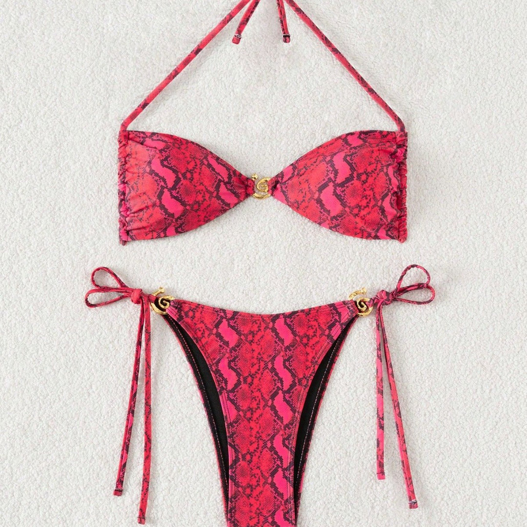 Women's triangle bikini with floral design and adjustable straps Mune Fashion