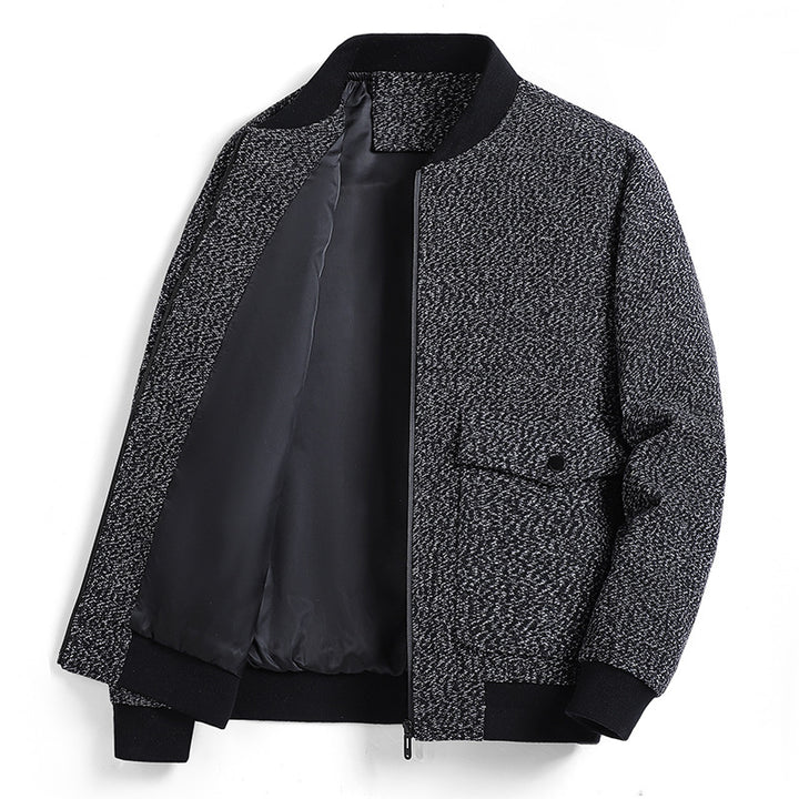 Men's Structured Bomber Jacket with Quilted Lining and Flap Pockets Mune Fashion