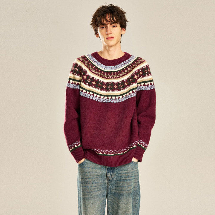 Men's Cozy Knit Sweater with Norwegian Pattern Mune Fashion