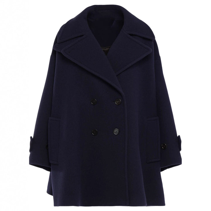 Women's Oversized Cape Coat with Double-Breasted Closure and Wide Lapels Mune Fashion