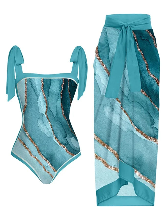 Women's Swimwear Set with Stylish Wrap Skirt Mune Fashion