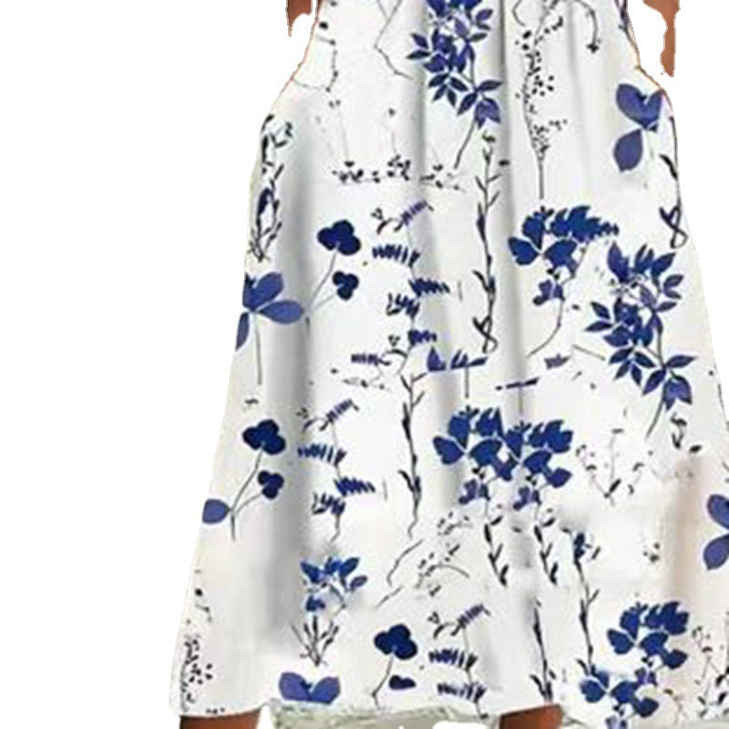 Ladies' airy A-line midi dress with lace sleeves, side pockets, and round neckline Mune Fashion