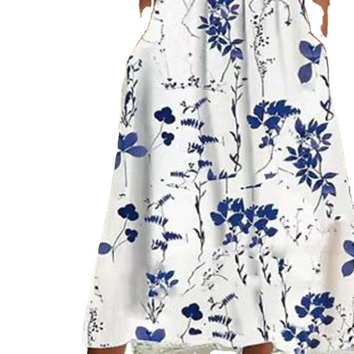 Ladies' airy A-line midi dress with lace sleeves, side pockets, and round neckline Mune Fashion