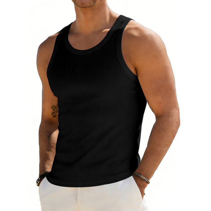 Men's ribbed casual tank top with wide straps and a fitted cut Mune Fashion