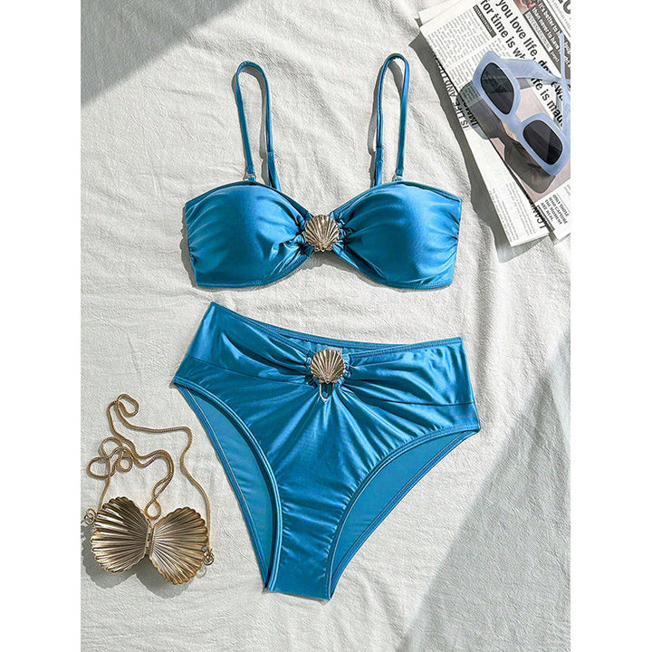 Women's Elegant Bandeau Bikini with Shimmering Shell Details Mune Fashion