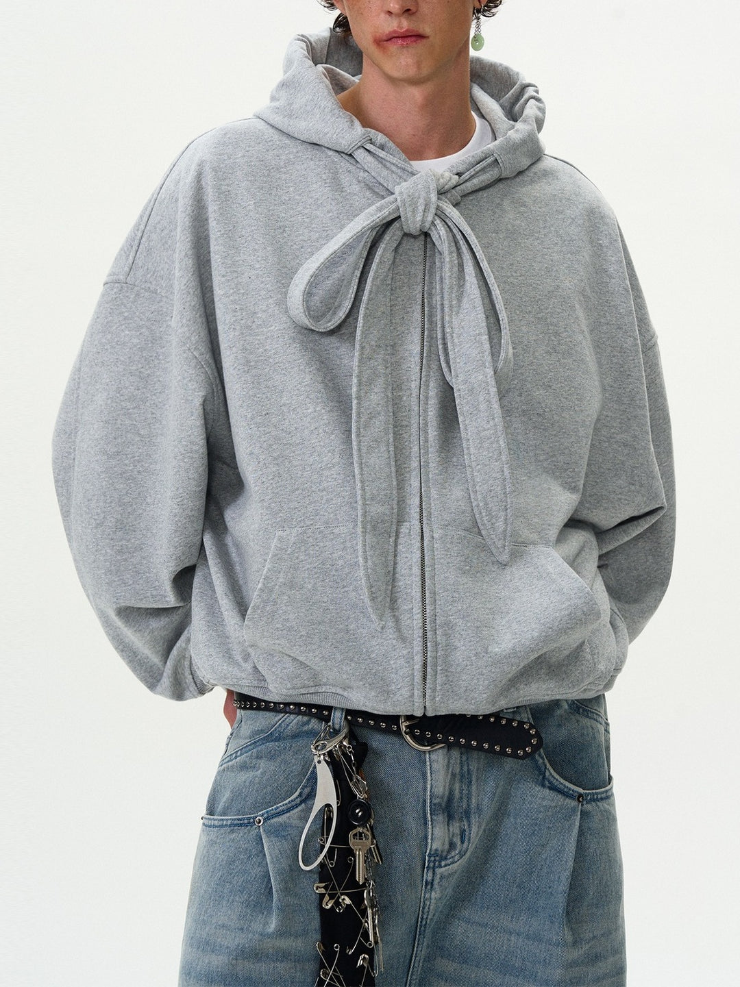 Women's Fashion Hoodie Jacket with Bow Detail