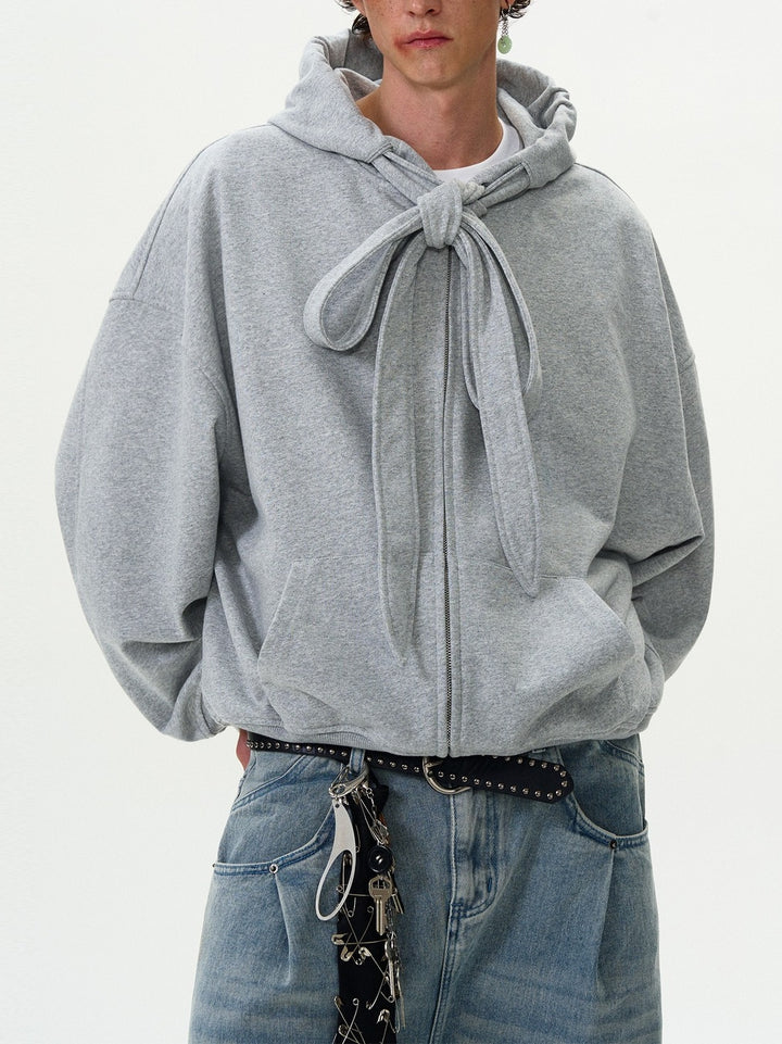 Women's Fashion Hoodie Jacket with Bow Detail