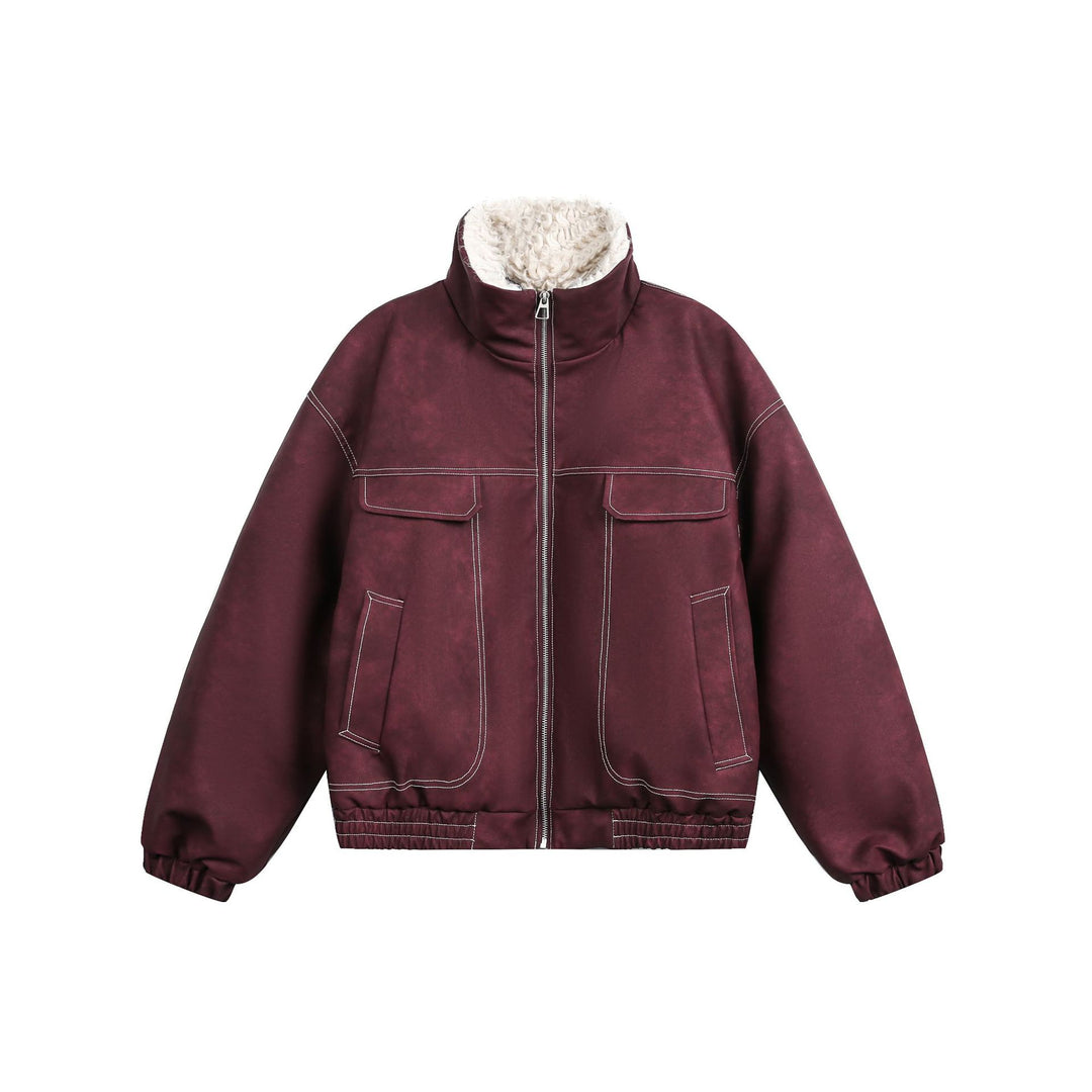 Men's Boxy Suede-Look Blouson with Teddy Lining and High Collar Mune Fashion