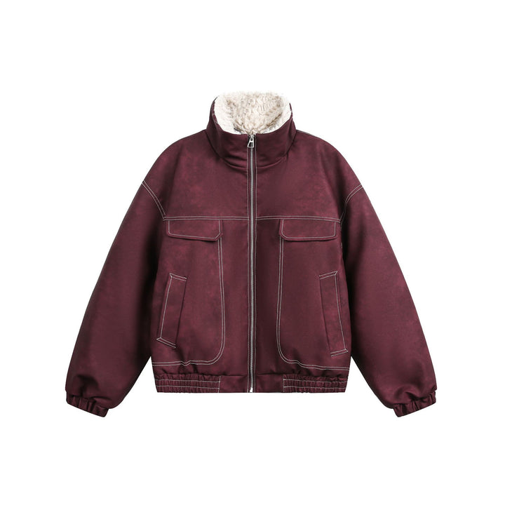 Men's Boxy Suede-Look Blouson with Teddy Lining and High Collar Mune Fashion