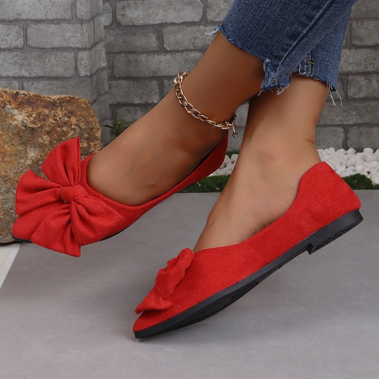 Ladies' pointed ballerina slippers with decorative bow and padded comfort insole Mune Fashion