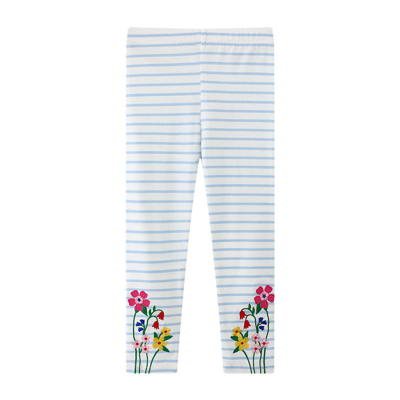 Girl leggings with colorful flower embroidery design Mune Fashion