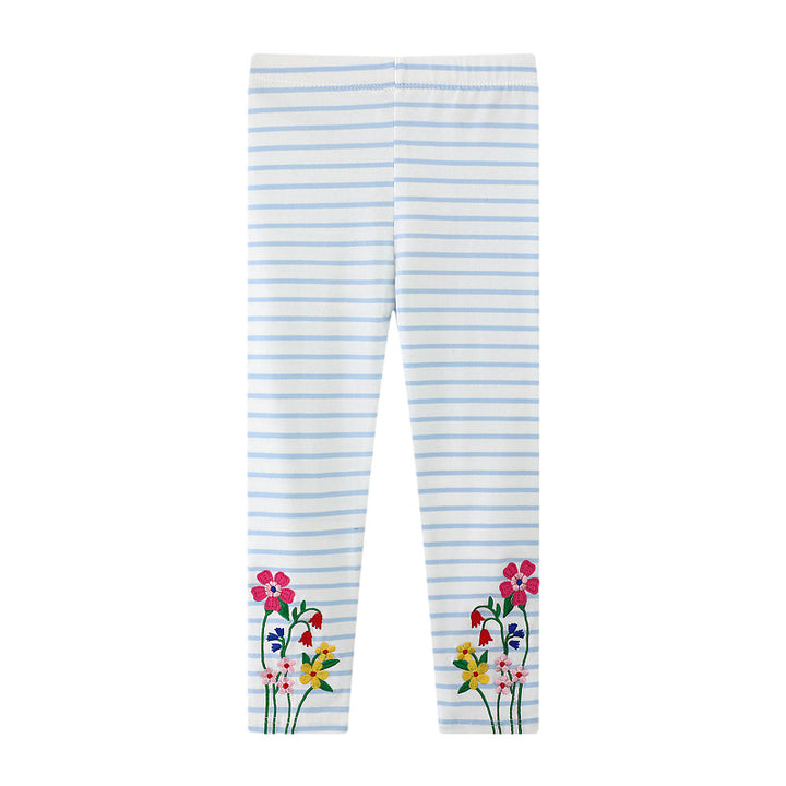 Girl leggings with colorful flower embroidery design Mune Fashion