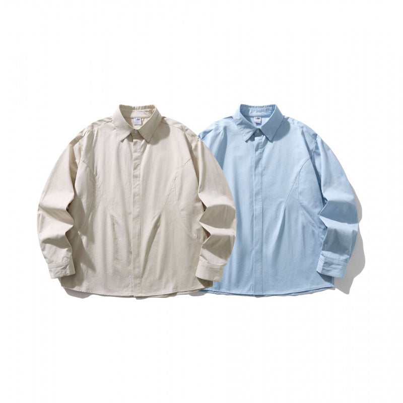 Unisex Oversized Shirt Jacket with concealed button placket, boxy silhouette and rounded hem Mune Fashion