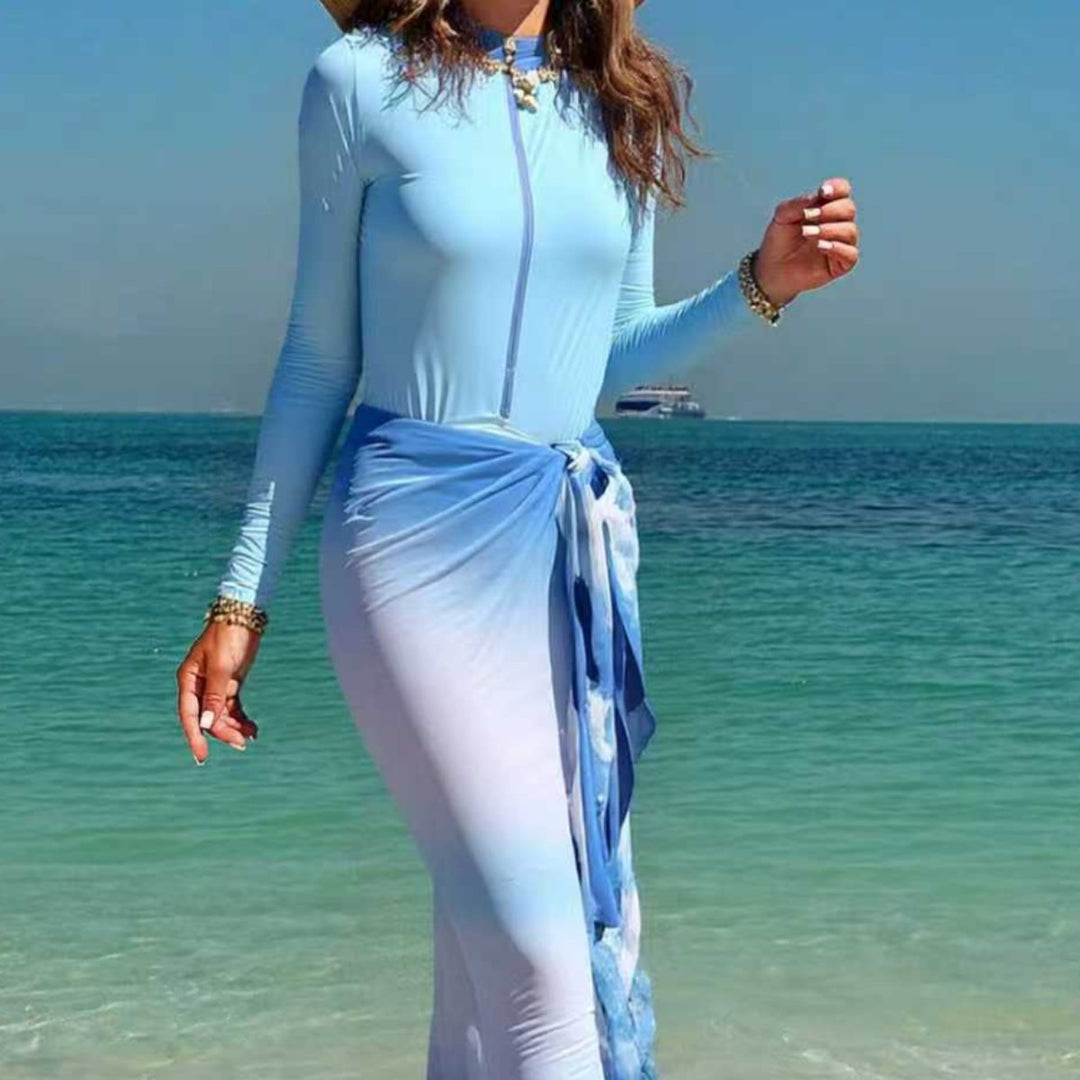 Women's Long Sleeve Surfsuit with Wrap Skirt Mune Fashion