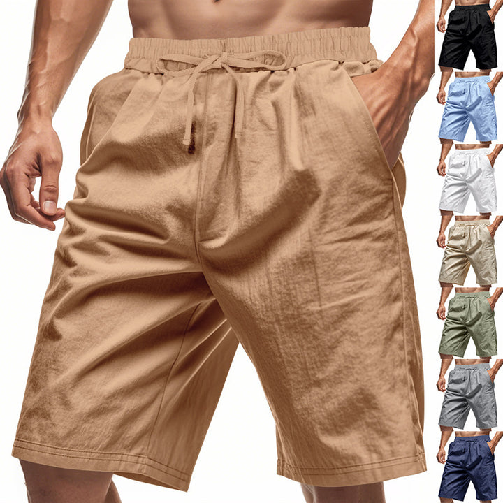 Men's casual cotton blend leisure shorts with elastic waistband and side pockets Mune Fashion