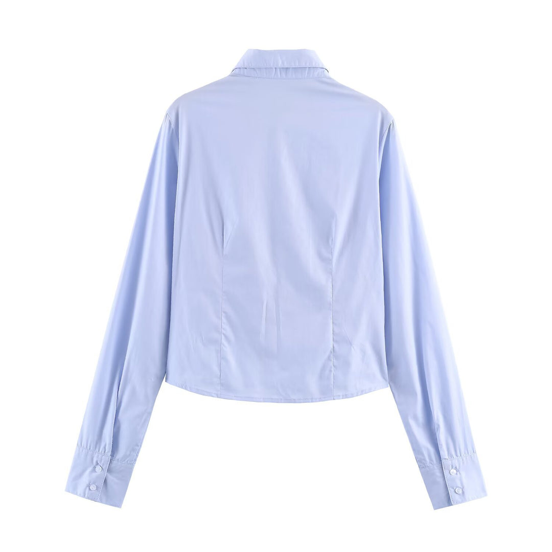 Women's shirt blouse with smocked gathering and classic collar Mune Fashion
