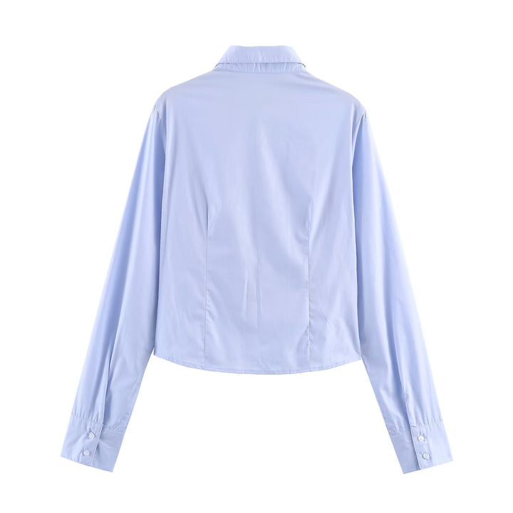 Women's shirt blouse with smocked gathering and classic collar Mune Fashion
