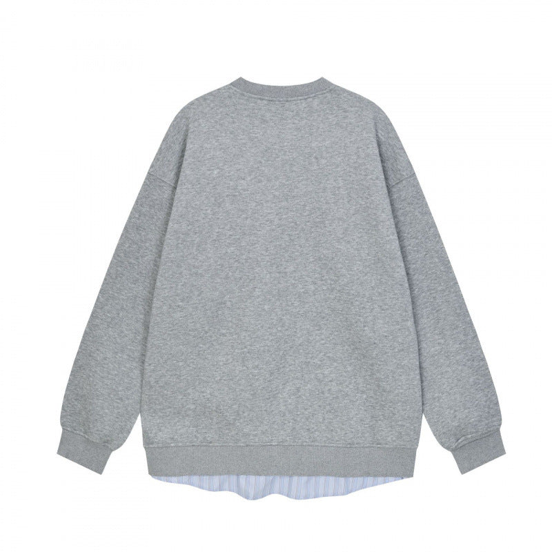 Women Oversize Sweatshirt with integrated shirt insert and visible button placket Mune Fashion