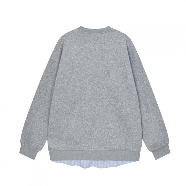 Women Oversize Sweatshirt with integrated shirt insert and visible button placket Mune Fashion