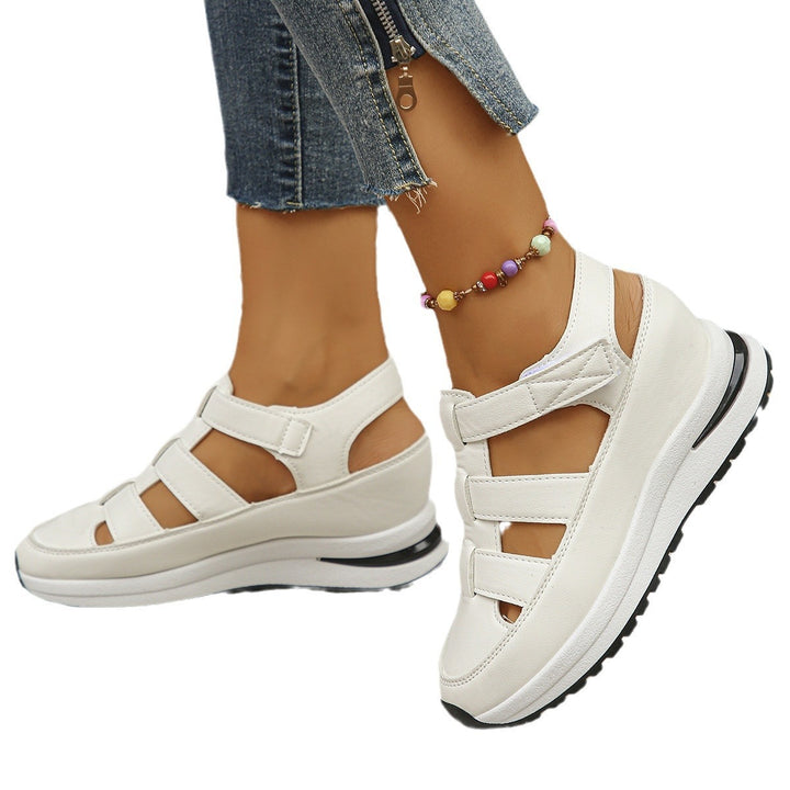 Damen Plateau-Slipper mit Klettverschluss und Cut-Out-Design Mune Fashion