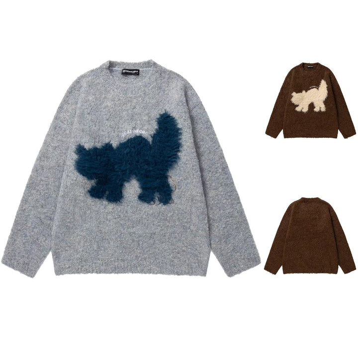 Women's Cozy Sweater with Effect Yarn and Animal Motif Mune Fashion
