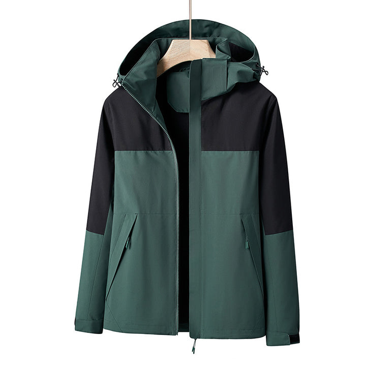 Men's Lightweight Windproof Softshell Rain Jacket with Hood and Contrast Trim Mune Fashion