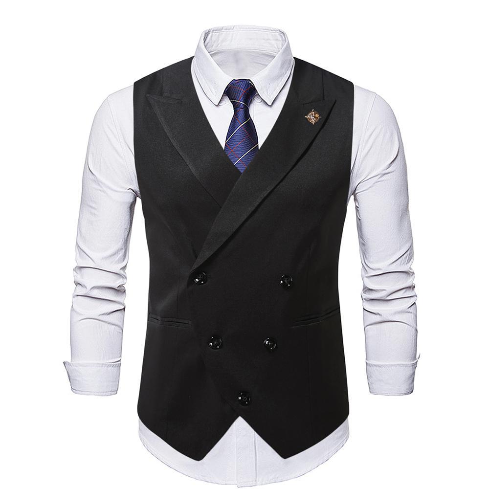 Men's double-breasted suit vest with peaked lapels, slim silhouette, and fine interior finish Mune Fashion