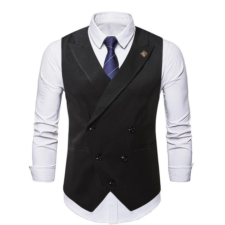 Men's double-breasted suit vest with peaked lapels, slim silhouette, and fine interior finish Mune Fashion
