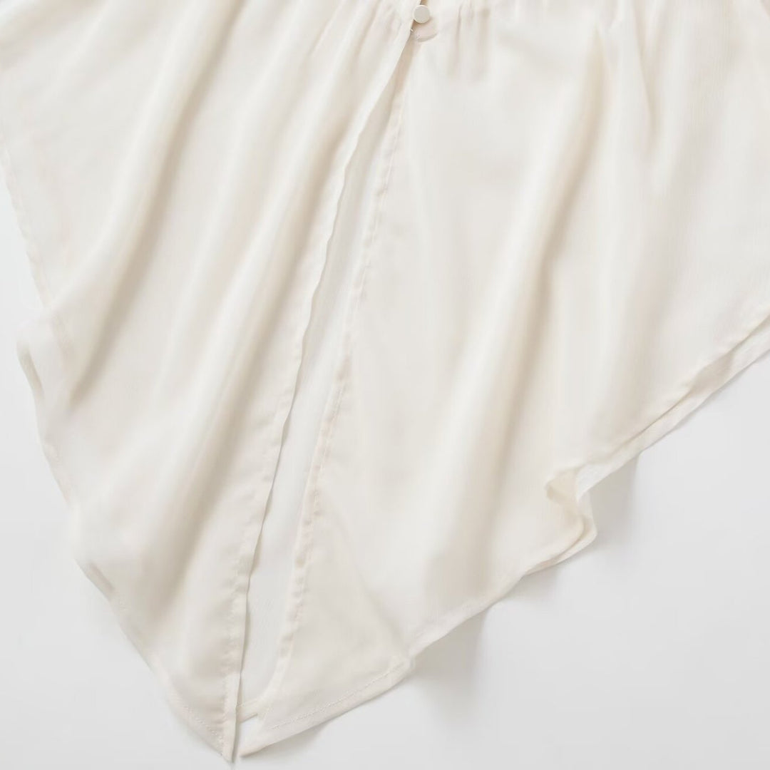 Women's flowing tunic blouse with gathered waist and pointed hem Mune Fashion