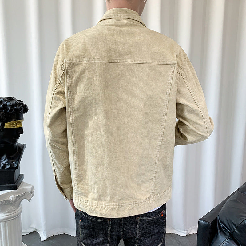 Men's cord jacket in worker-blouson style with metal button closure and patch pockets Mune Fashion