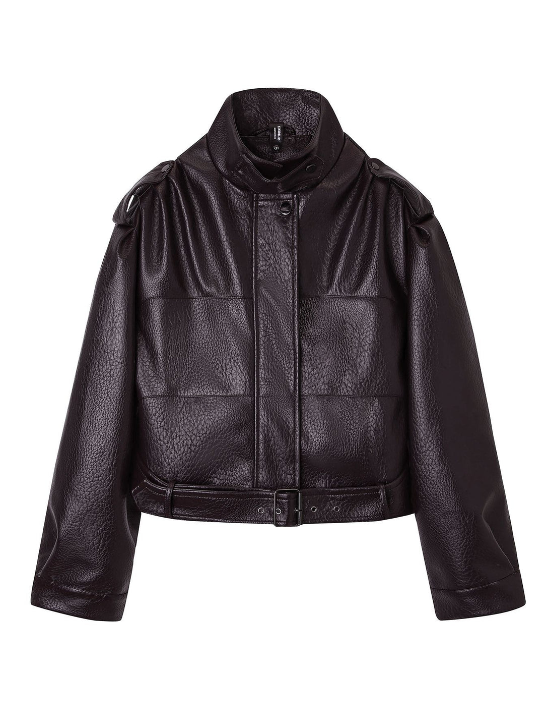 Ladies Fashion Faux Leather Jacket with Belt Mune Fashion