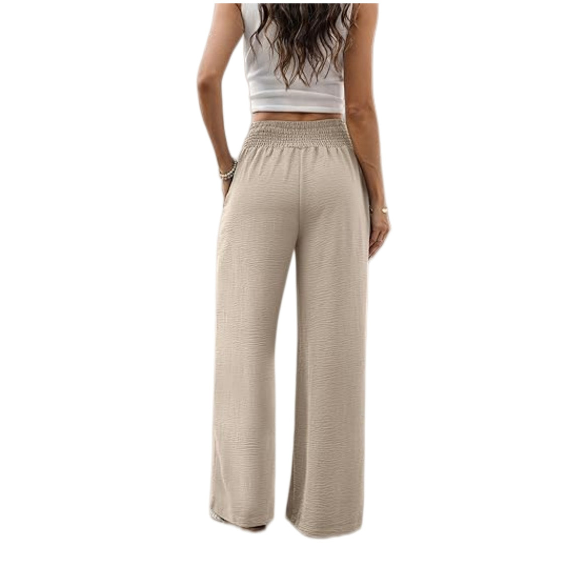 Women’s Palazzo Lounge Pants with High Smocked Waistband and Wide Leg Mune Fashion