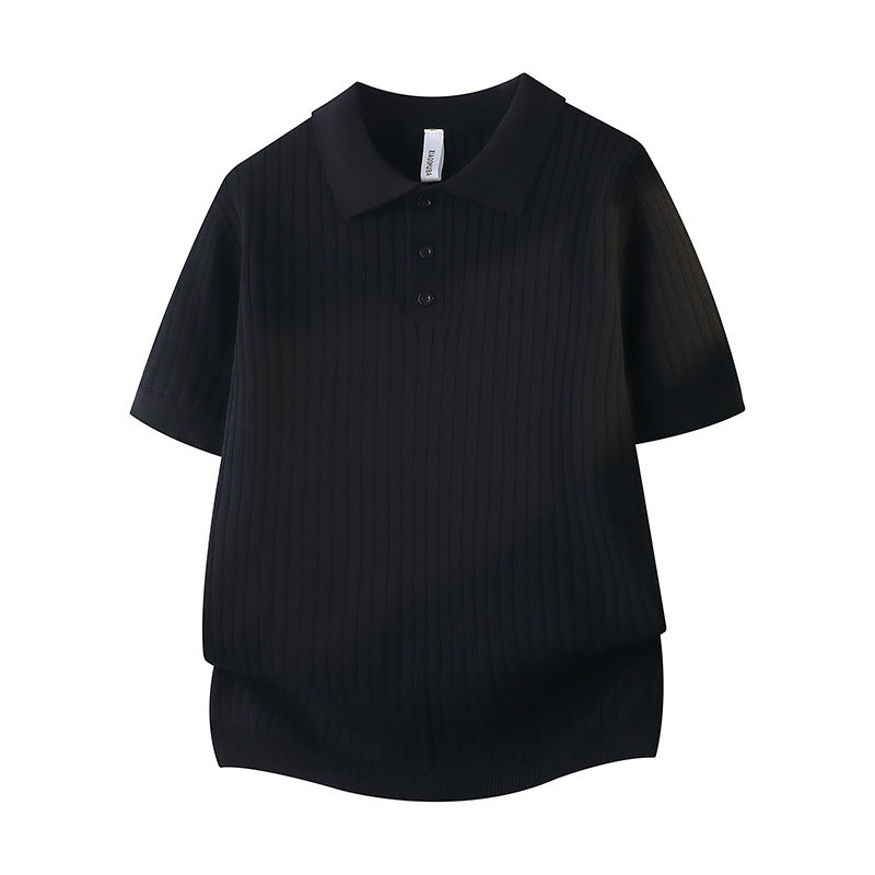 Ladies Fashion Short Sleeve Polo Shirt with Ribbed Texture Mune Fashion