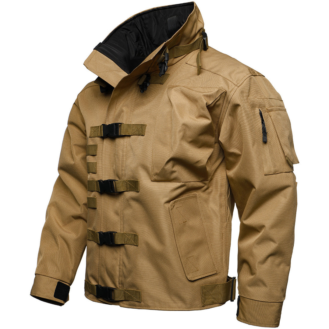 Men's Tactical Field Jacket with Modular Snap Closures and Stowable Hood Mune Fashion