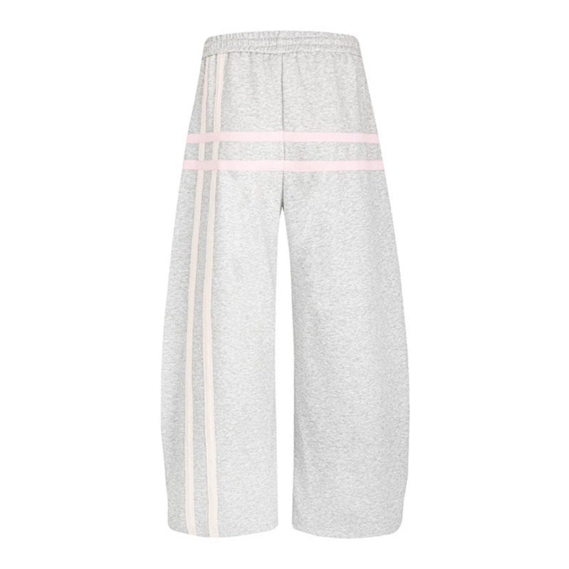Ladies wide culotte sweatpants in palazzo style with comfort waistband, drawstring, and decorative waistband Mune Fashion
