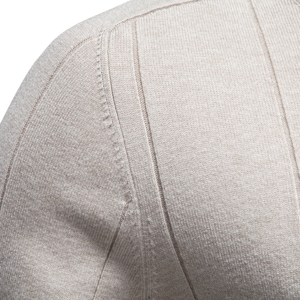 Men's turtleneck sweater made of high-quality fine-knit with vertical texture seam Mune Fashion