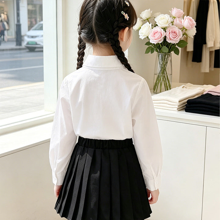 Girls elegant shirt blouse with fine lace trim Mune Fashion
