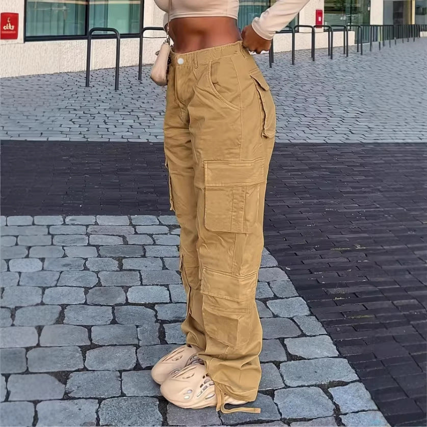 Women Cargo Pants in Relaxed Wide-Leg with Multiple Pockets and Reinforced Seams Mune Fashion
