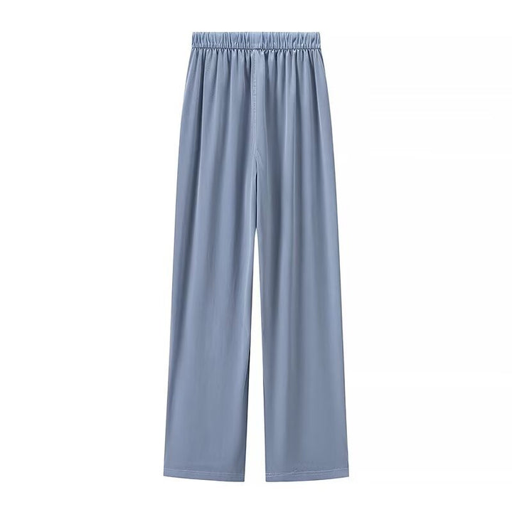 Women Wide Palazzo Pants with High Elastic Band, Drawstring and Side Pockets Mune Fashion