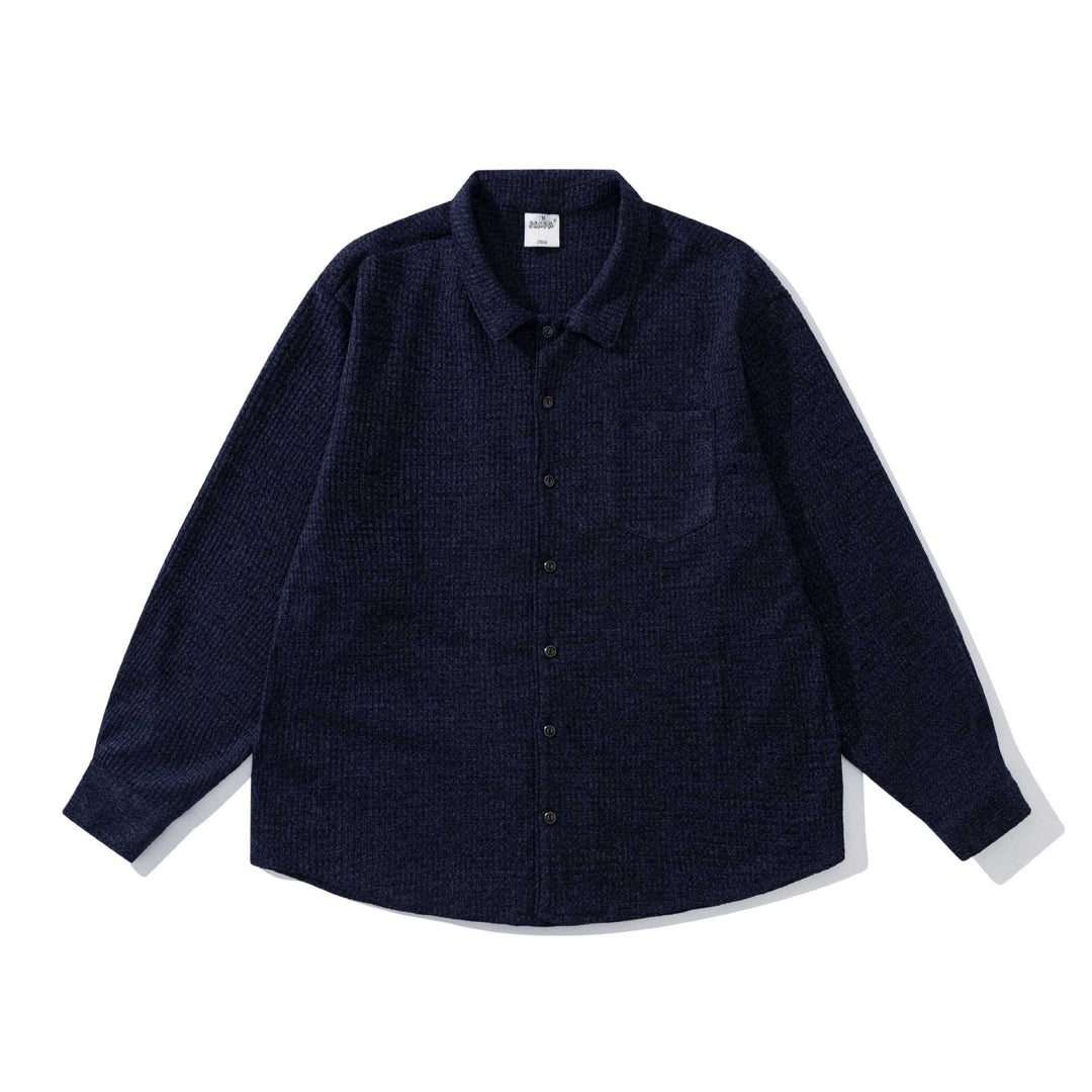 Unisex structured knit shirt jacket with Kent collar and applied chest pocket Mune Fashion