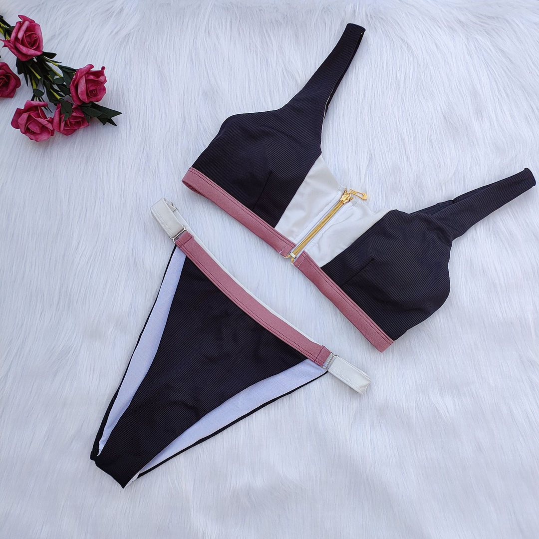 Women's sport bikini set with zipper and contrasting details Mune Fashion