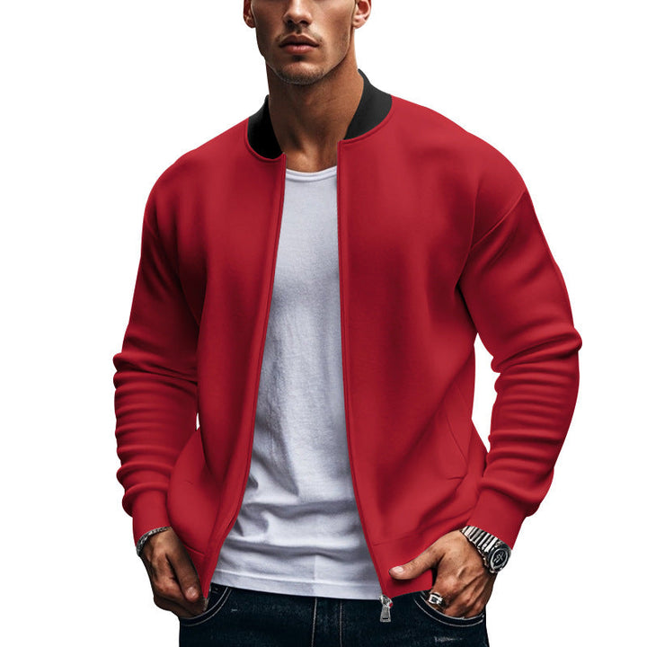 Men's Sporty Bomber Jacket with High Collar Mune