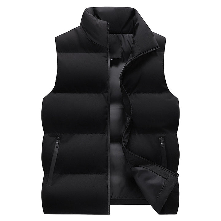 Men's Minimalist Outdoor Padded Vest with Wide Block Quilting, Insulated Padding, and Concealed Zipper Pockets Mune Fashion