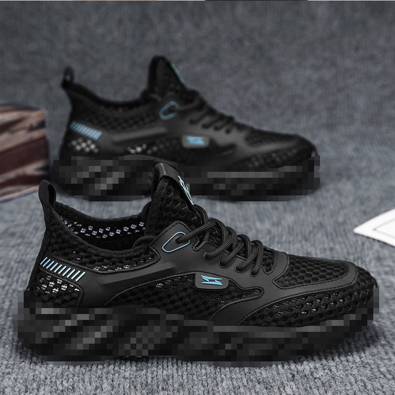 Men's Breathable Mesh Casual Sneakers with Textured Wave Platform Sole Mune Fashion