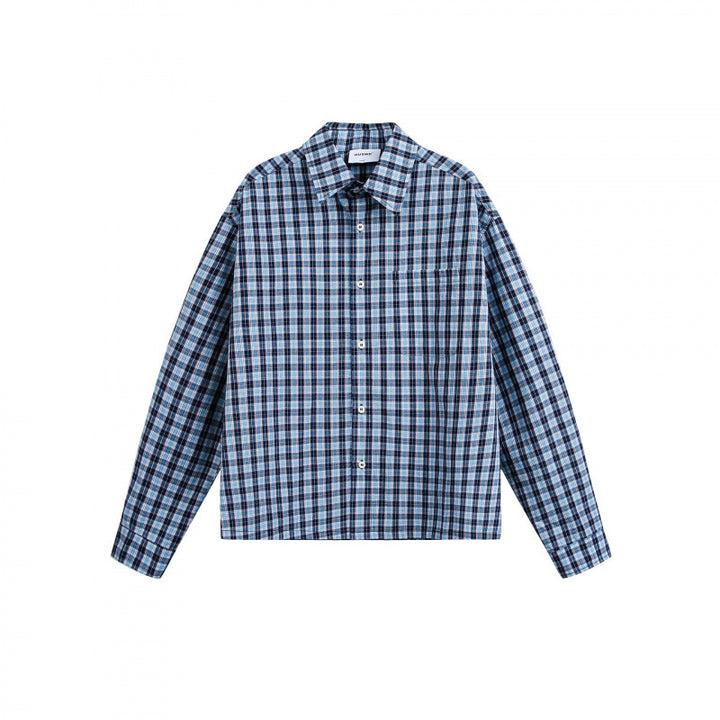 Unisex Checked Overshirt in Boxy Cut with Continuous Button Placket and Chest Pocket Mune Fashion
